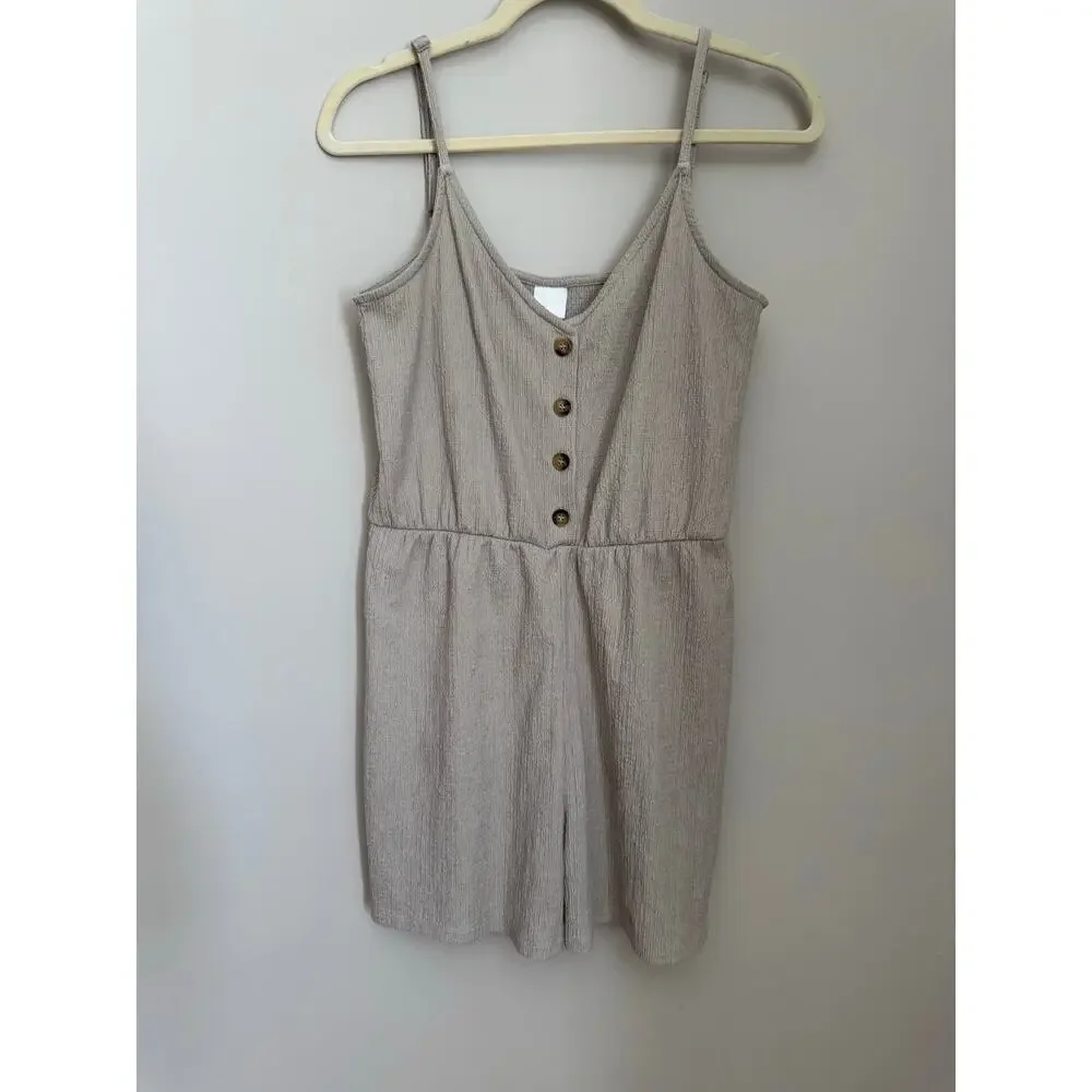 Minimalist‎ Beige Cami Romper with Button Detail | H&M | Size S